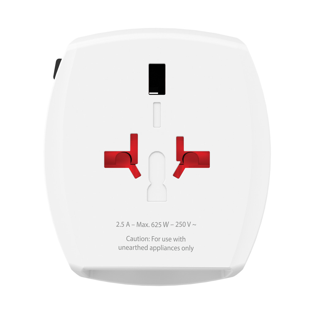 Adaptor SKROSS pentru călătorii MUV 2-pole cu USB A și C personalizat cu logo