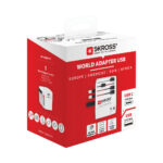 Adaptor SKROSS pentru călătorii MUV 2-pole cu USB A și C personalizat cu logo