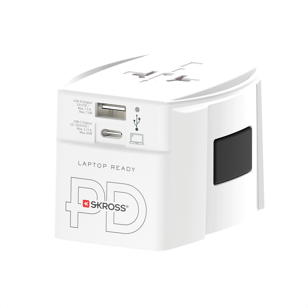 Adaptor SKROSS pentru călătorii MUV 65W PD, cablu USB C personalizat cu logo