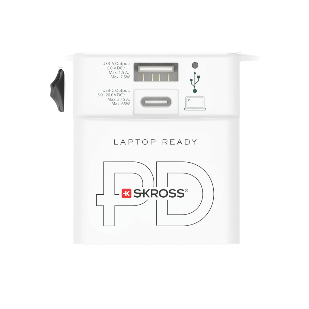 Adaptor SKROSS pentru călătorii MUV 65W PD, cablu USB C personalizat cu logo