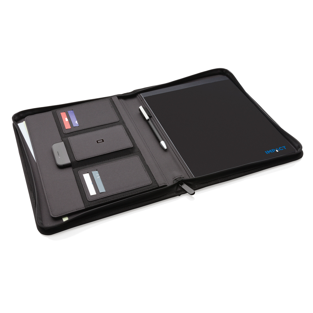 Agendă A4 cu port documente cu fermoar Impact AWARE™ RPET personalizat cu logo