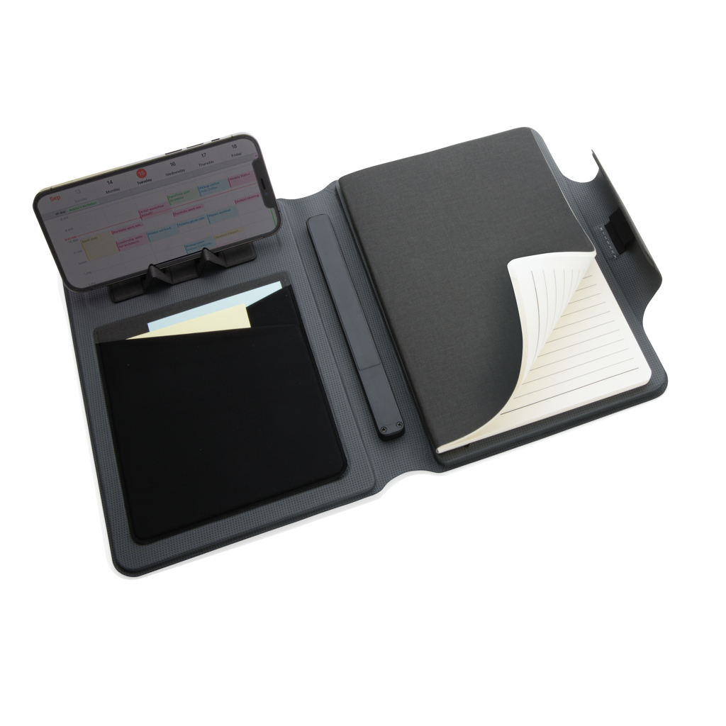 Agendă A5 Arctic magnetică cu încărcare wireless 10W personalizat cu logo