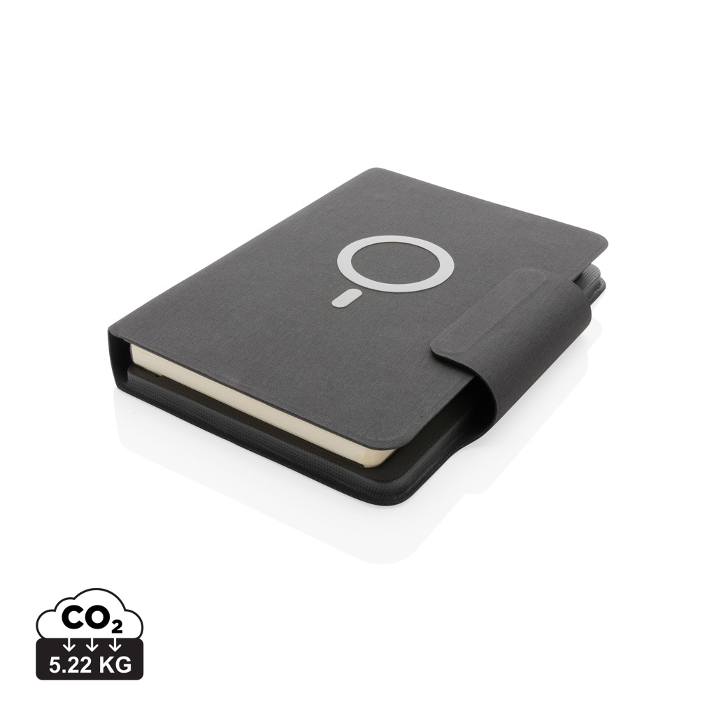 Agendă A5 Arctic magnetică cu încărcare wireless 10W personalizat cu logo