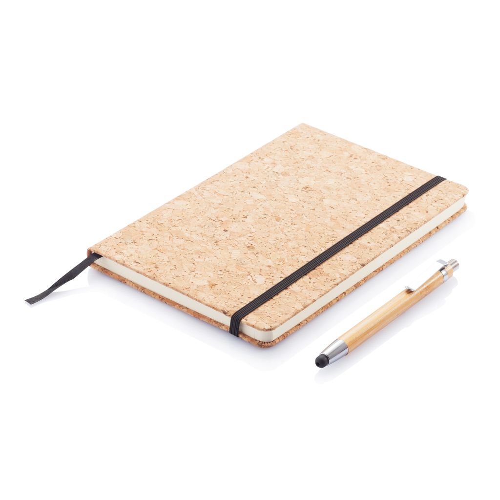 Agendă A5  cu pix din babmbus cu stylus inclus personalizat cu logo