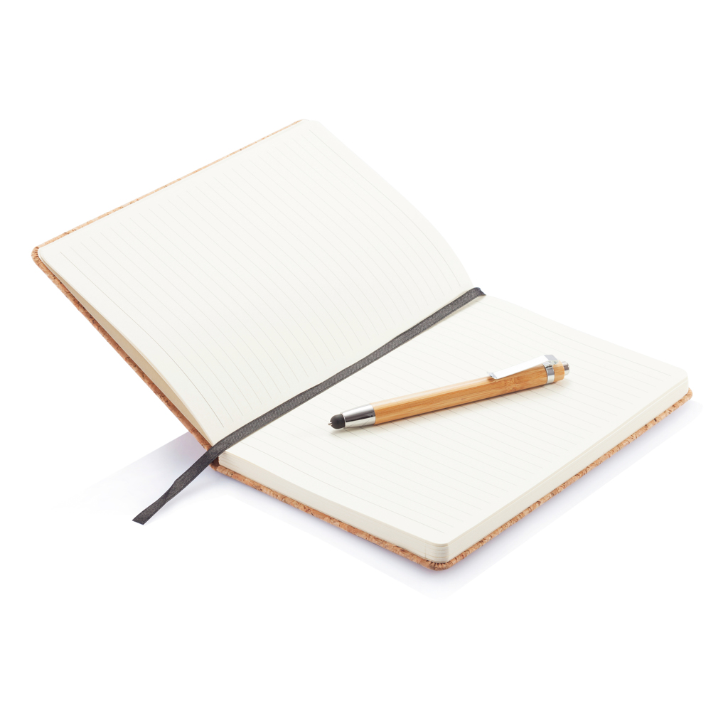 Agendă A5  cu pix din babmbus cu stylus inclus personalizat cu logo