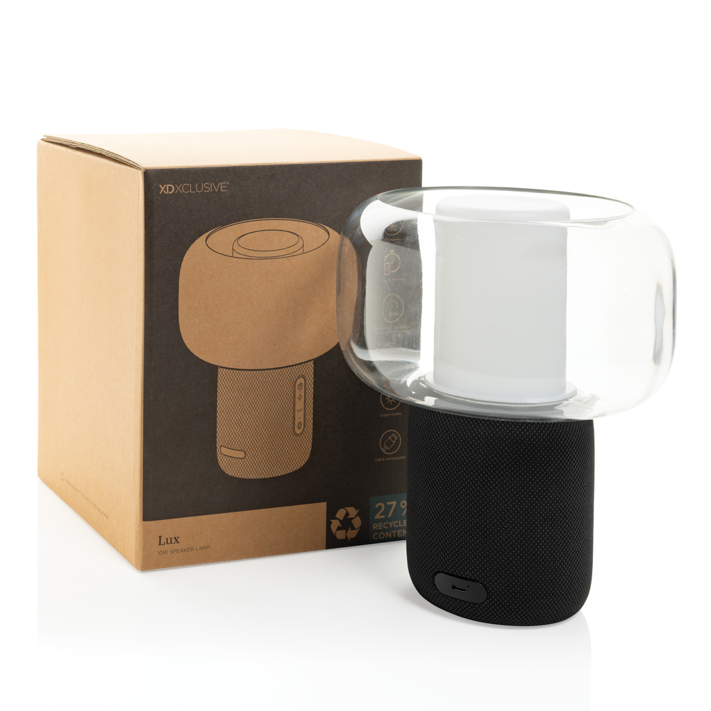 Boxă - lampă Lux 10W RCS din plastic reciclat personalizat cu logo