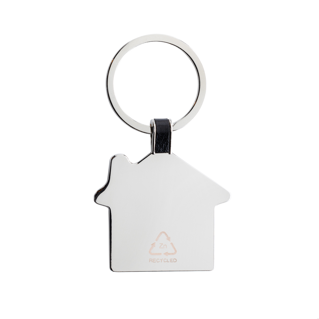 Breloc casă din zinc reciclat RCS personalizat cu logo