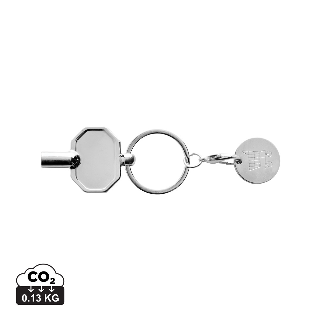 Breloc cu cheie și monedă din zinc reciclat RCS personalizat cu logo