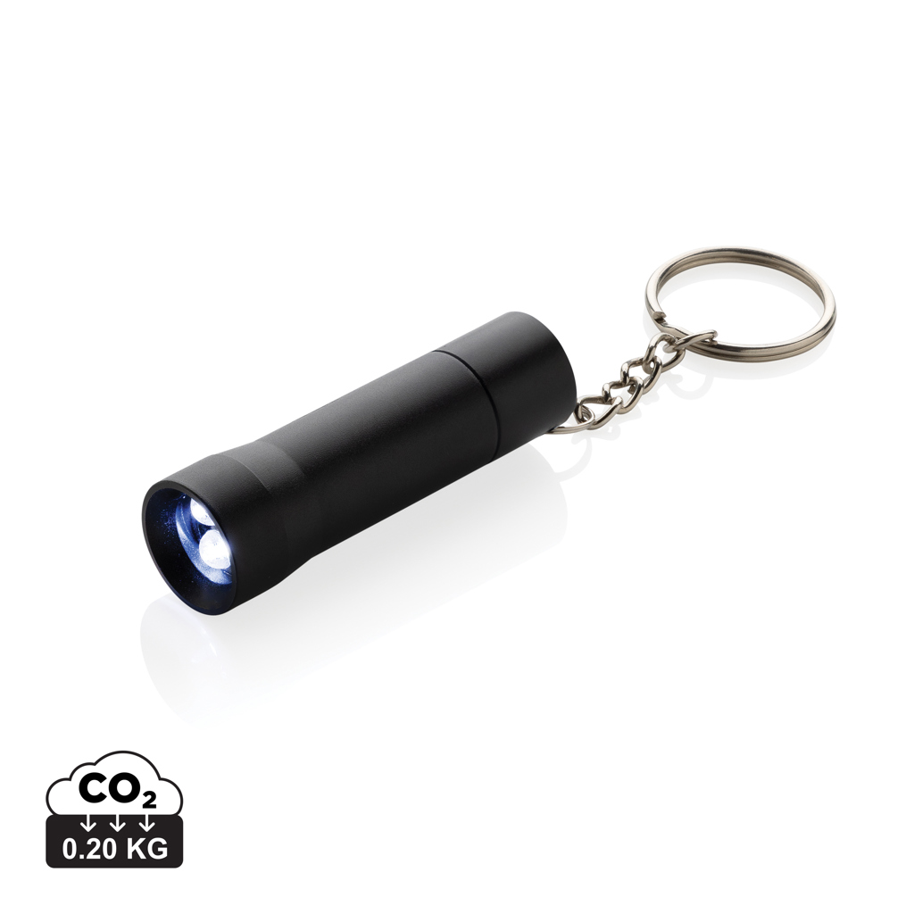 Breloc cu lanternă Flash din aluminiu reciclat RCS personalizat cu logo