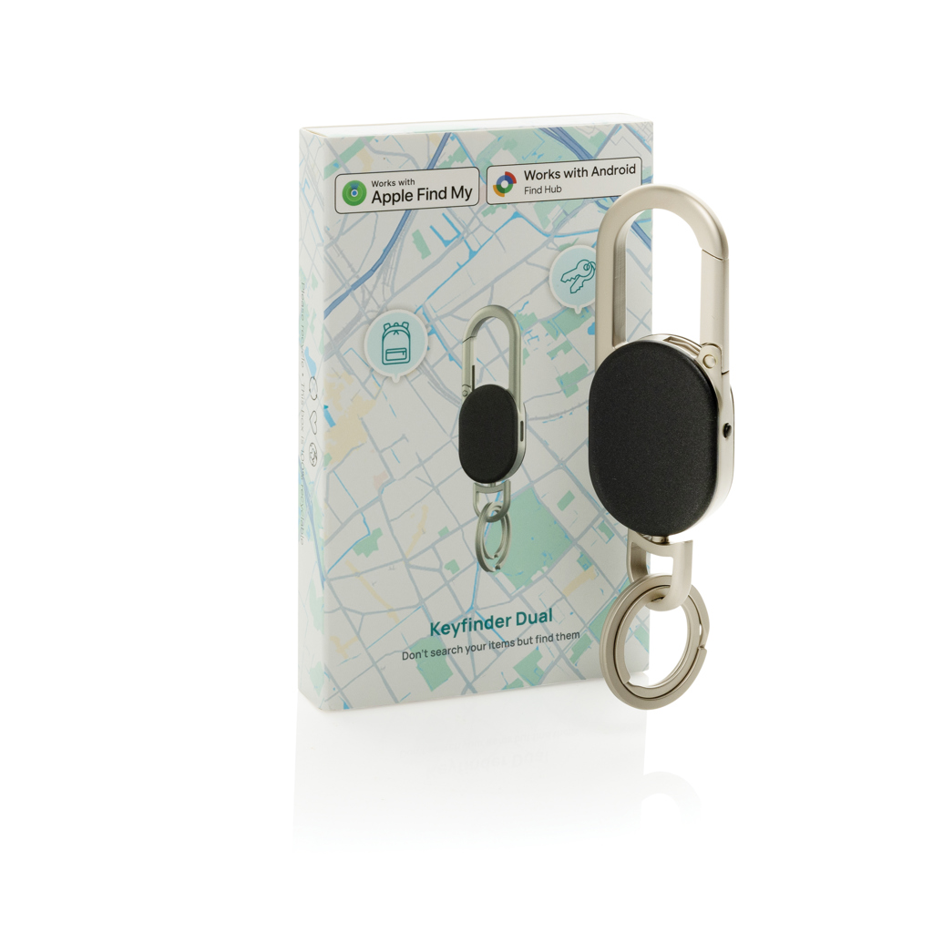 Breloc dual Keyfinder cu localizare globală personalizat cu logo