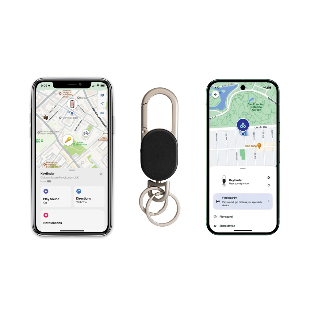 Breloc dual Keyfinder cu localizare globală personalizat cu logo