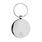 Breloc rotund din bambus și zinc reciclat RCS personalizat cu logo