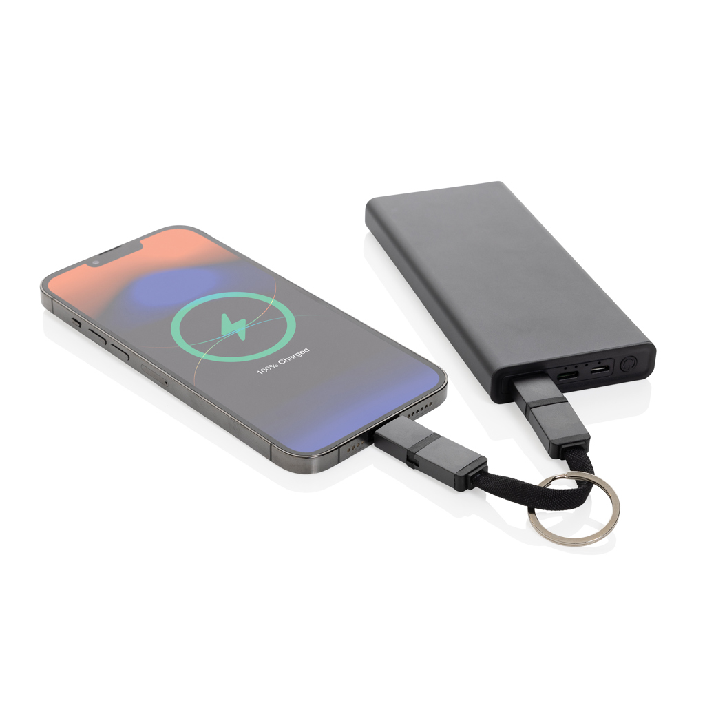Cablu 4-în-1 fast charging 60W din aluminiu reciclat RCS personalizat cu logo