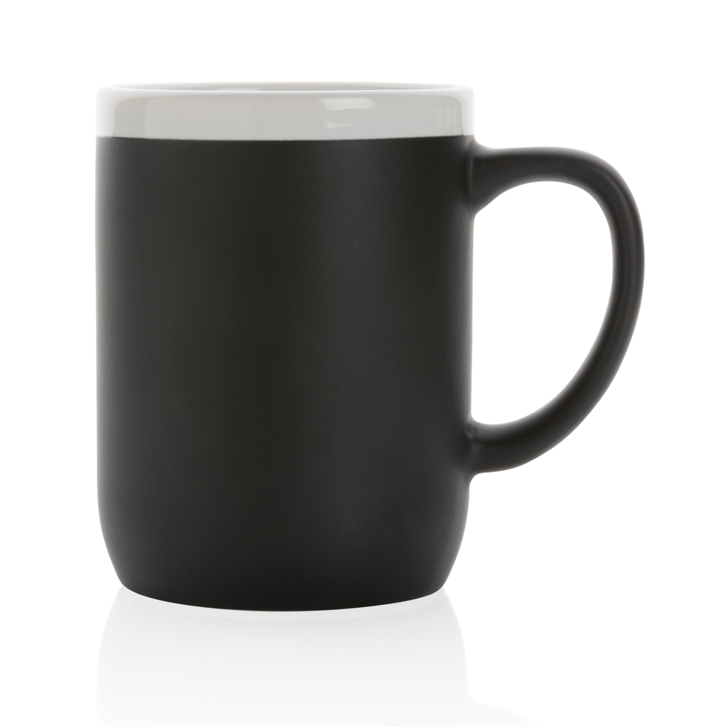 Cană ceramică cu margine albă de 300ml personalizat cu logo