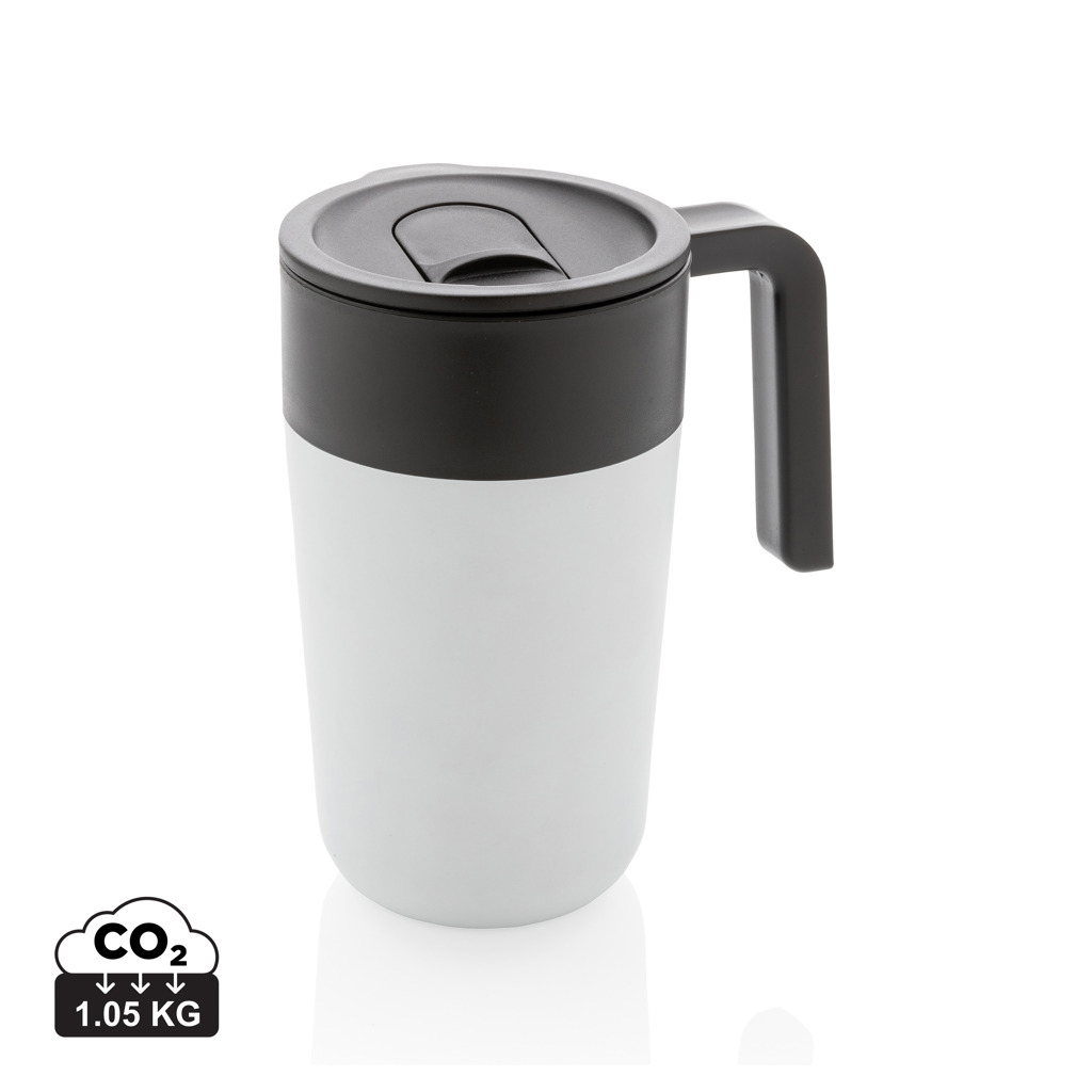 Cană ermetică cu mâner, din PP și inox reciclat GRS personalizat cu logo