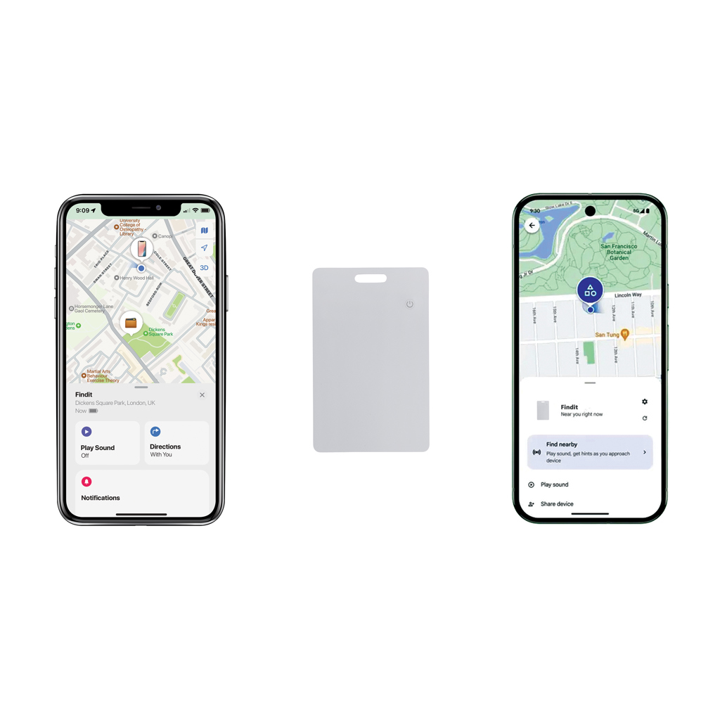 Card localizator ultra-subțire Findit Dual reîncărcabil RCS personalizat cu logo