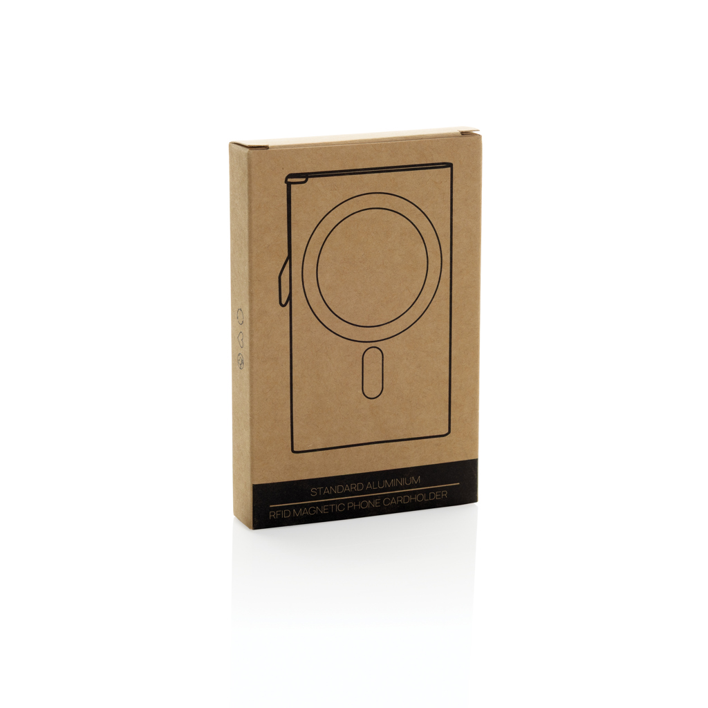 Cardholder magnetic pentru telefon din aluminiu cu RFID personalizat cu logo