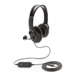 Căști audio pentru birou, cu fir si microfon personalizat cu logo