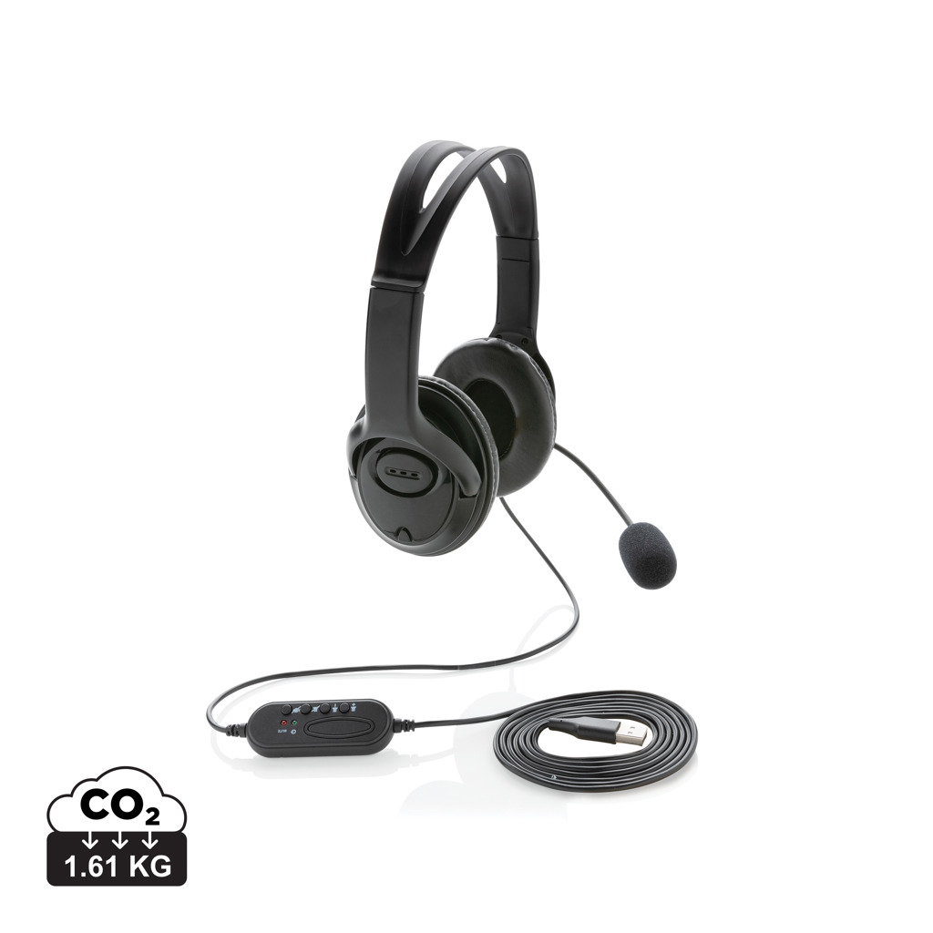Căști audio pentru birou, cu fir si microfon