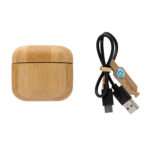Căști Bamboo TWS din plastic reciclat RCS personalizat cu logo