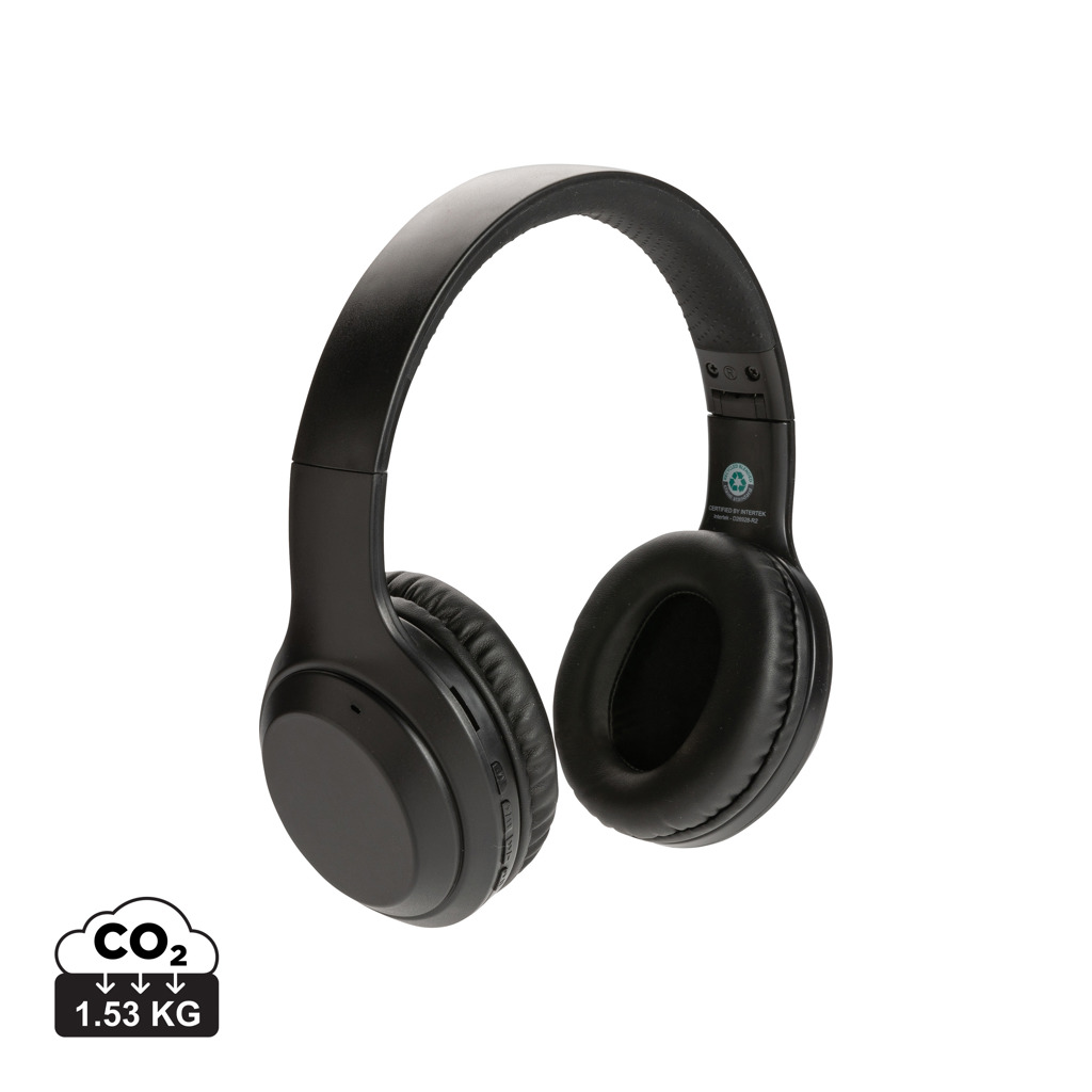 Căști pliabile over ear din plastic reciclat standard RCS personalizat cu logo