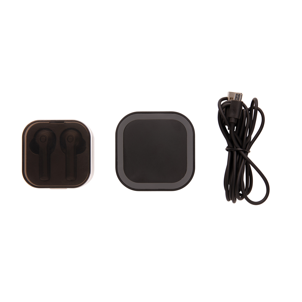 Casti TWS in carcasa cu incarcare wireless personalizat cu logo