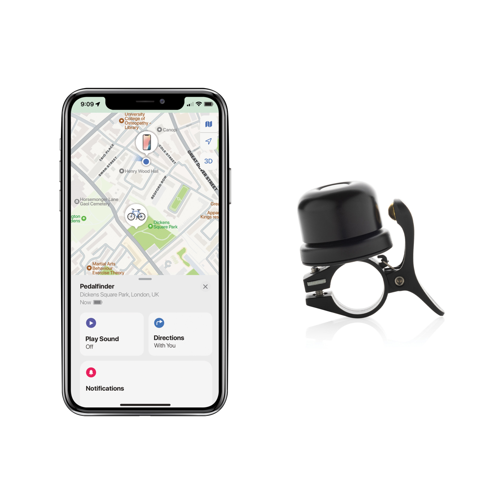 Clopoțel bicicletă Pedalfinder cu localizare globală personalizat cu logo