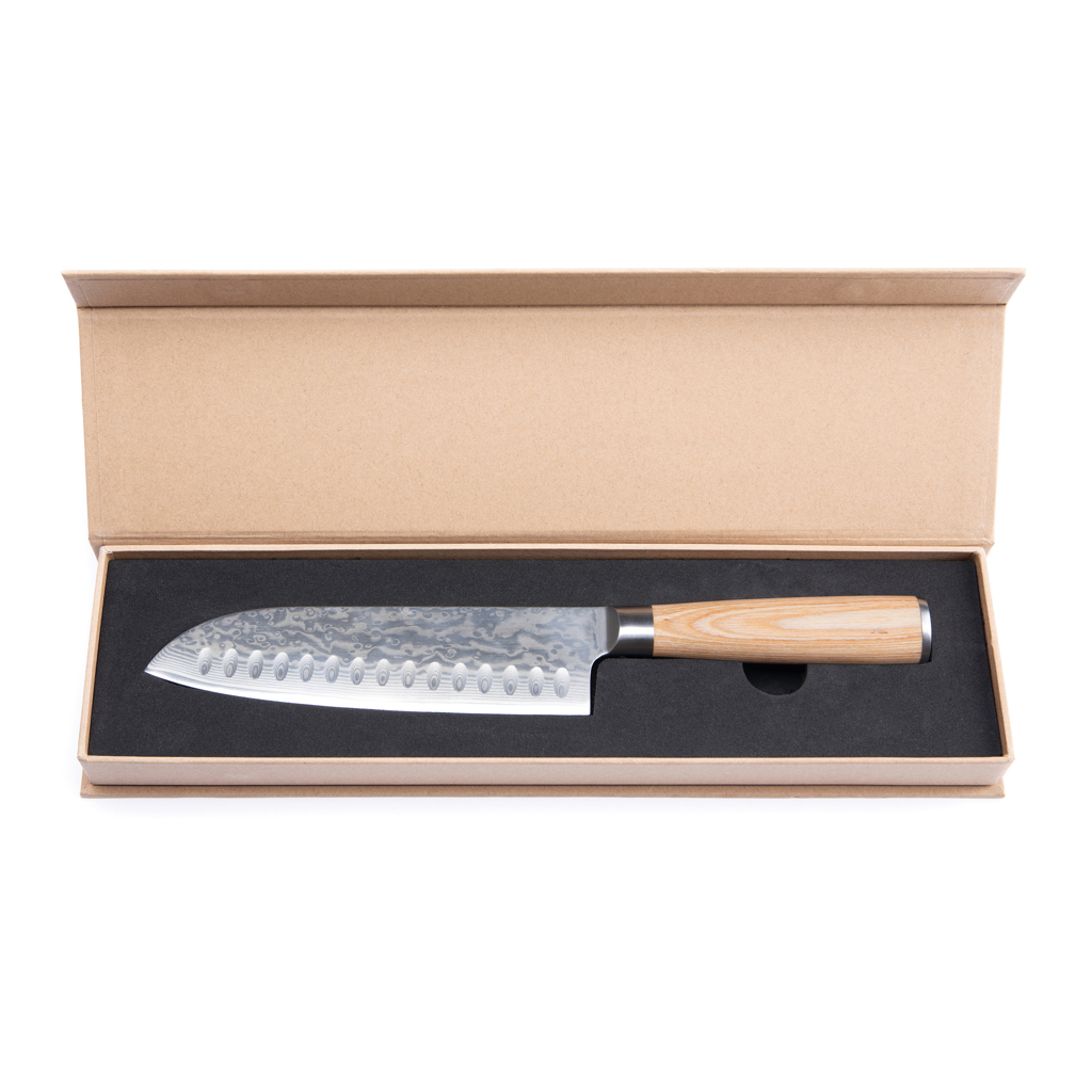 Cuțit VINGA Hattasan Damascus Santoku personalizat cu logo