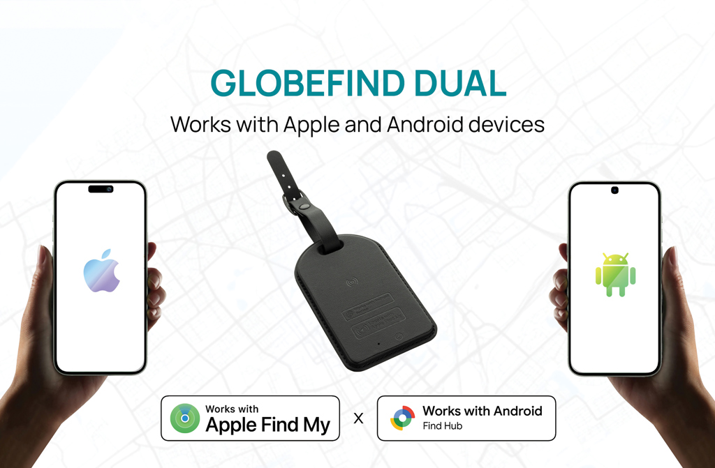 Etichetă bagaj Globefind Dual cu localizare globală RCS personalizat cu logo