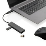 Hub Terra din aluminiu reciclat RCS, 3 porturi USB personalizat cu logo