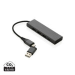 Hub Terra din aluminiu reciclat RCS, 3 porturi USB