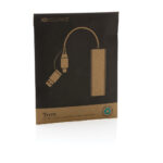 Hub Terra din aluminiu reciclat RCS, 3 porturi USB personalizat cu logo