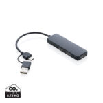 Hub USB din plastic reciclat RCS cu intrare duală