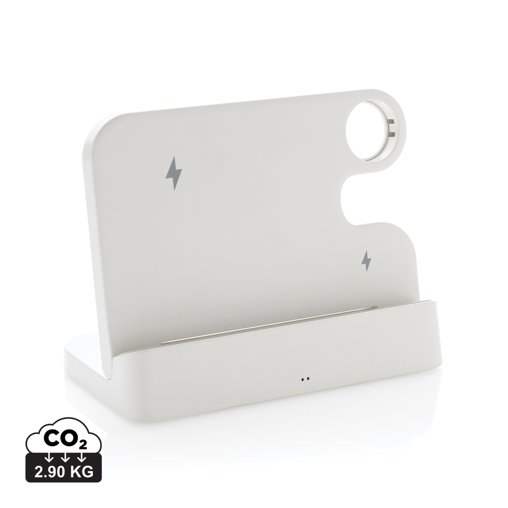 Încărcător dual 15W Joltz, rplastic cu slot pentru iWatch personalizat cu logo