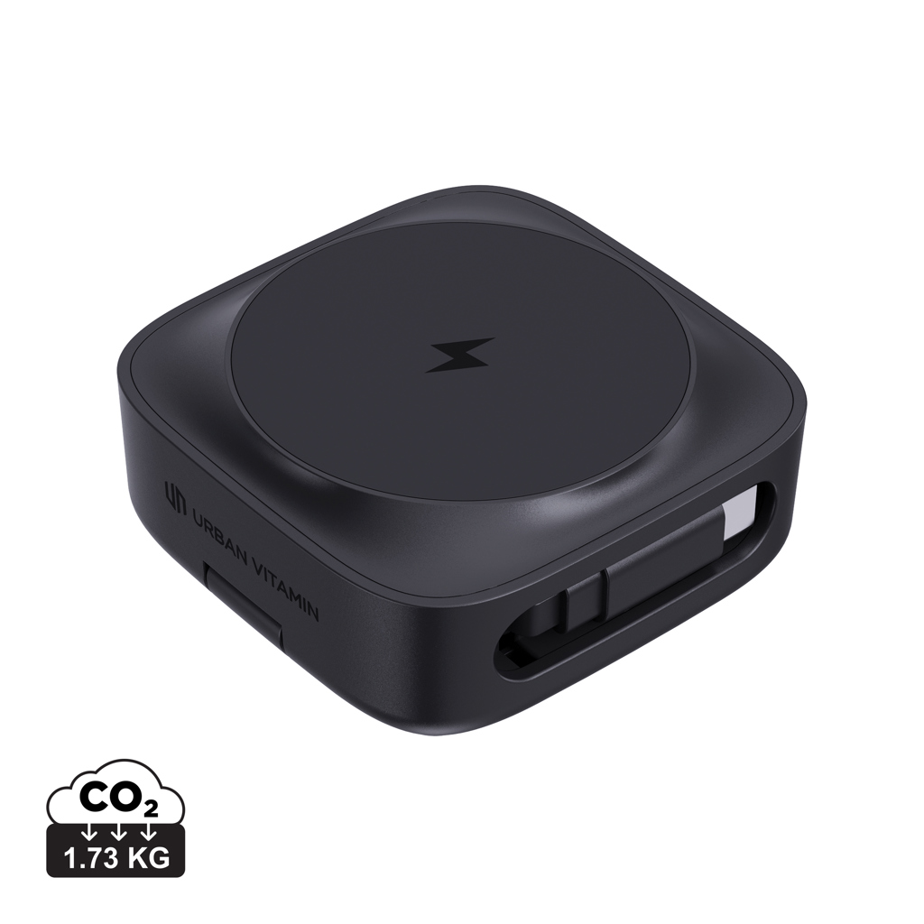 Încărcător magnetic wireless 2-în-1 Urban Vitamin Goleta 15W personalizat cu logo