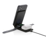Încărcător magnetic wireless 3 în 1 Swiss Peak 15W RCS personalizat cu logo