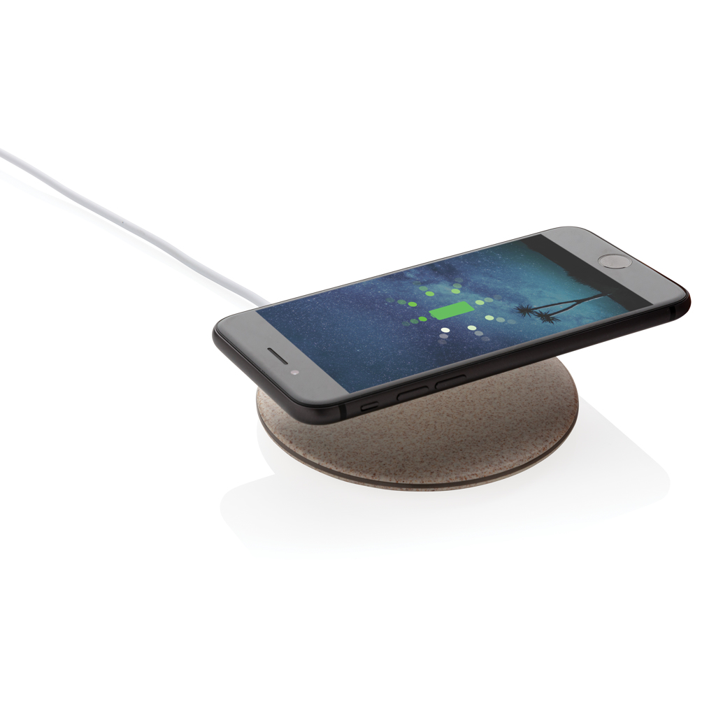 Încărcător wireless 5W din paie de grâu personalizat cu logo