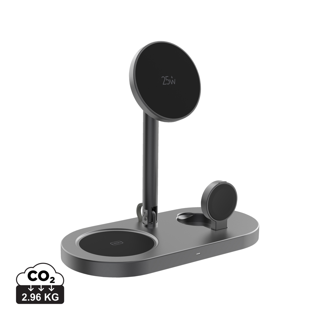 Încărcător wireless magnetic de birou Quantum 25W ultra-fast personalizat cu logo
