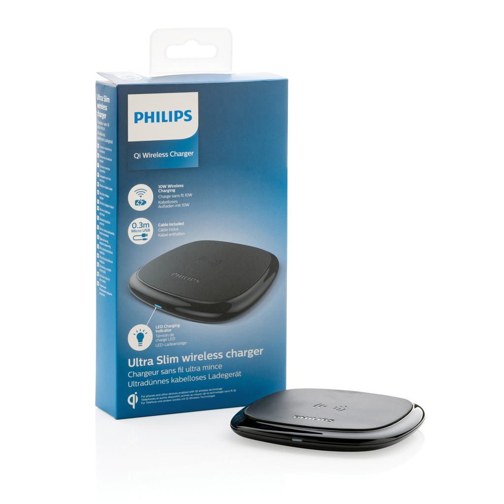 Încărcător wireless Philips Qi 10W personalizat cu logo
