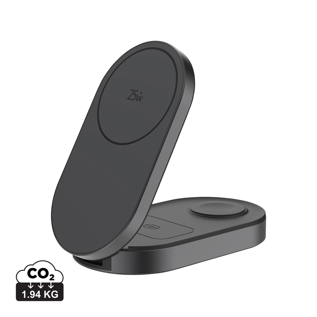Încărcător wireless pliabil 3-în-1 Quantum 25W ultra-fast personalizat cu logo