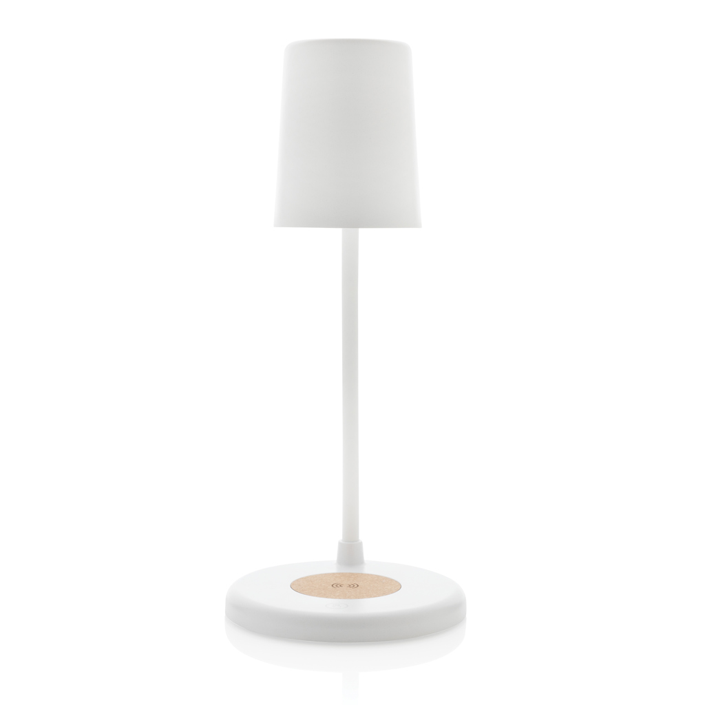 Lampă de birou fără fir Zenara 15W din plută și rplastic personalizat cu logo