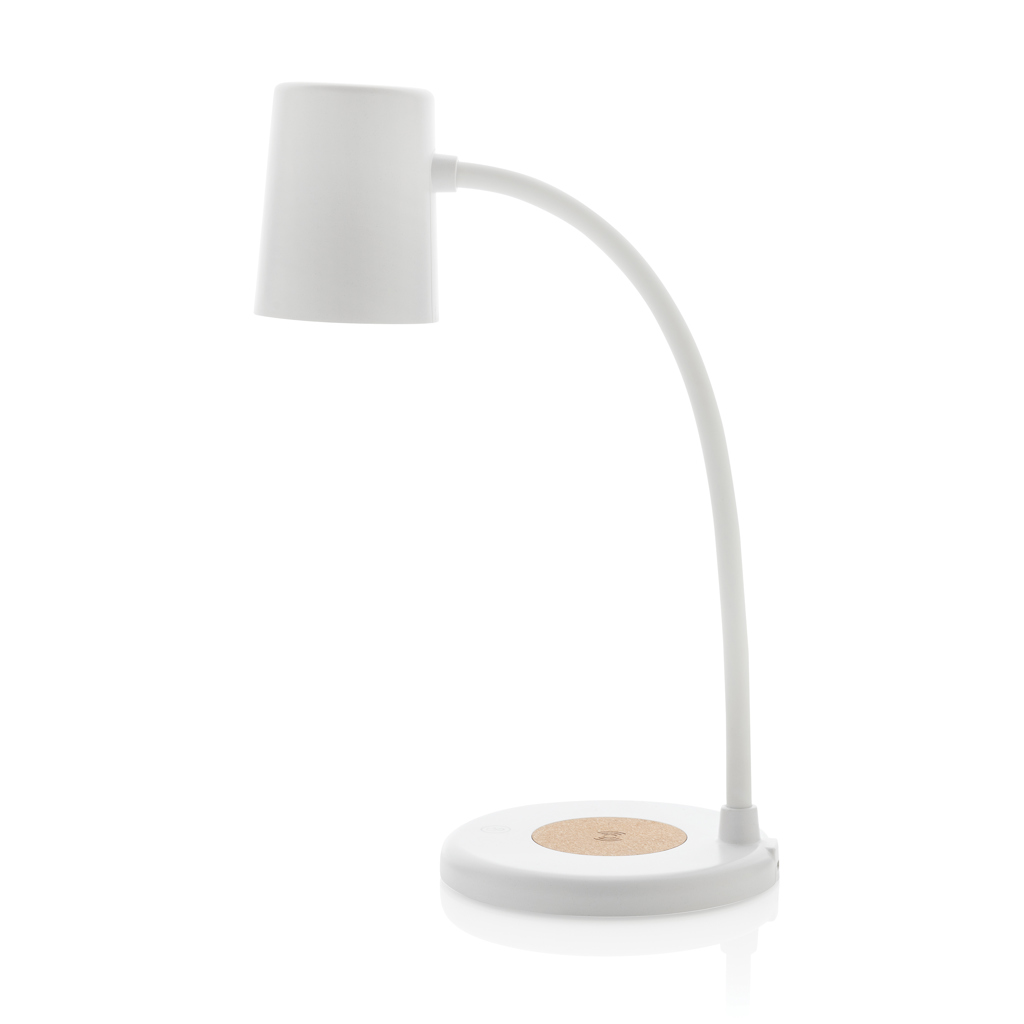 Lampă de birou fără fir Zenara 15W din plută și rplastic personalizat cu logo