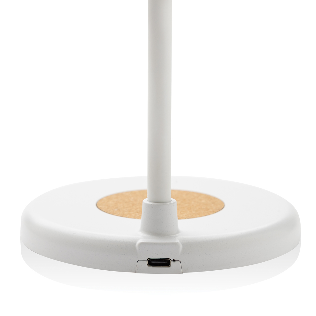 Lampă de birou fără fir Zenara 15W din plută și rplastic personalizat cu logo