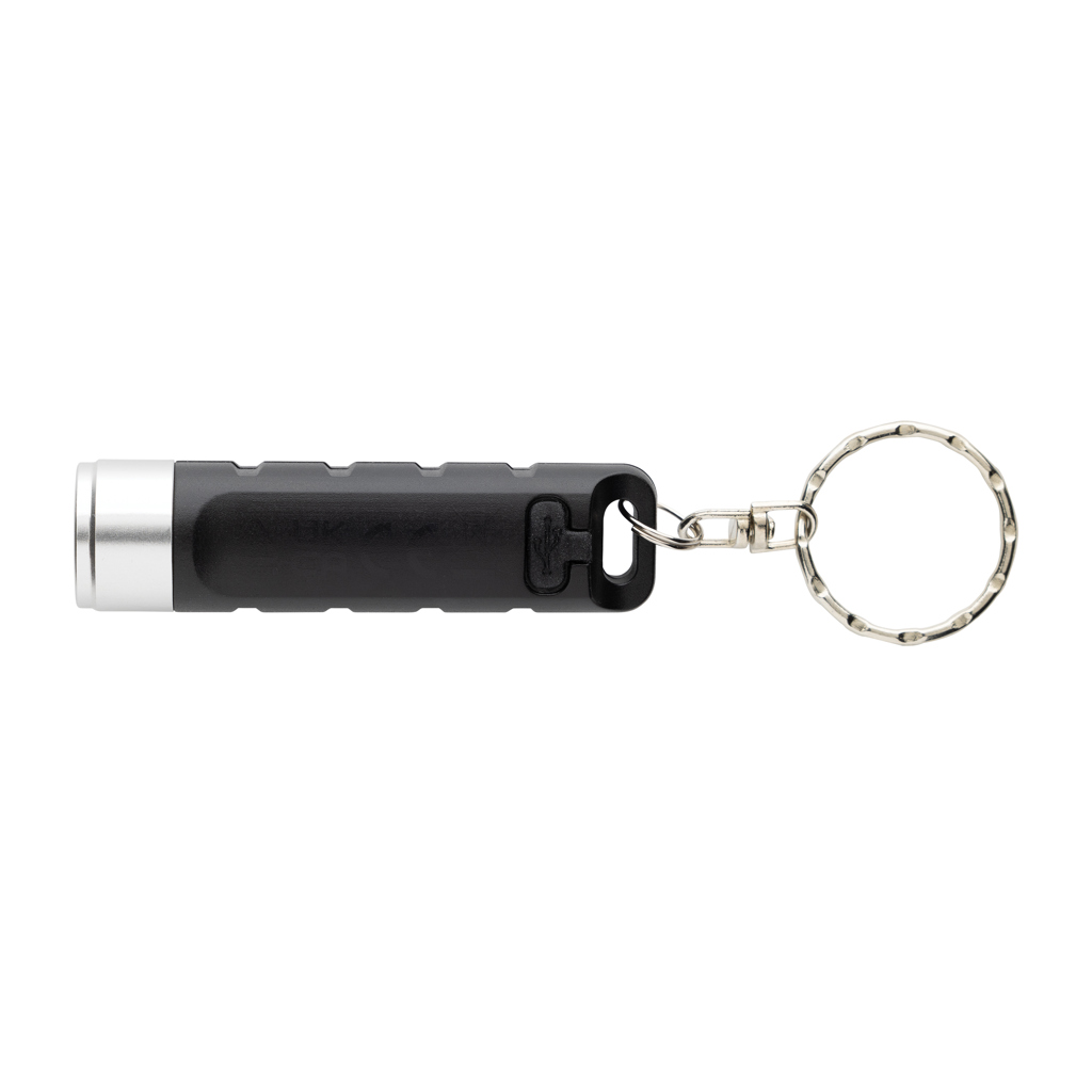 Lanternă cu breloc Globix reîncărcabilă USB din plastic reci personalizat cu logo