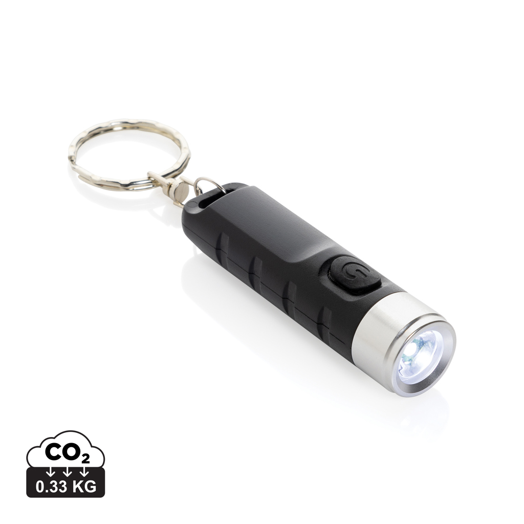 Lanternă cu breloc Globix reîncărcabilă USB din plastic reci personalizat cu logo