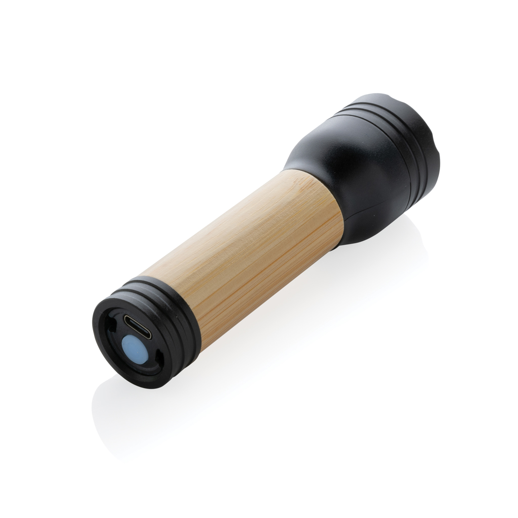 Lanternă Lucid 1W din bambus și plastic reciclat certificat personalizat cu logo