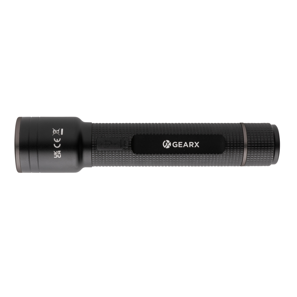 Lanternă reîncărcabilă Gear X cu mufă USB personalizat cu logo