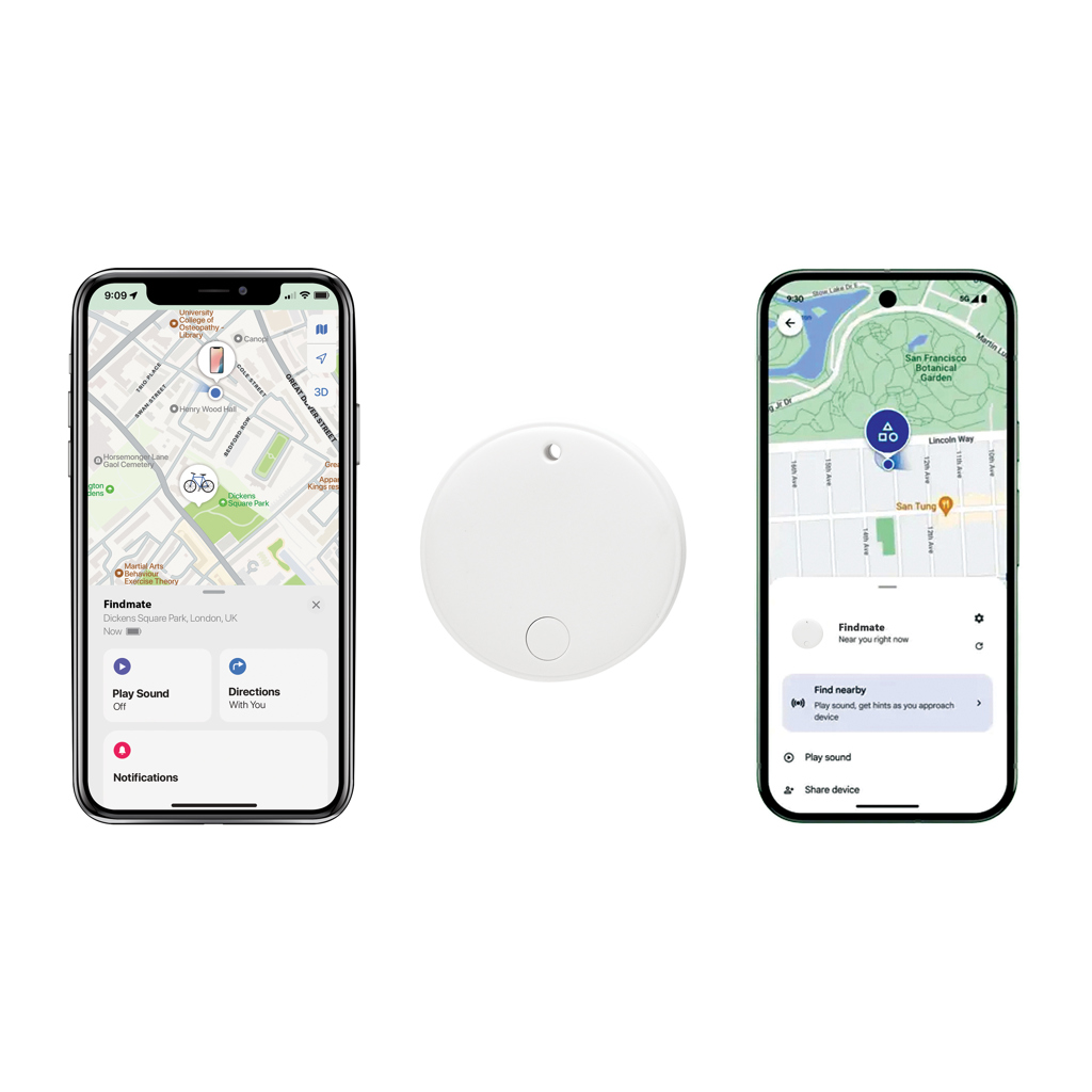 Localizator Dual FindMate din plastic reciclat RCS IPX5 personalizat cu logo