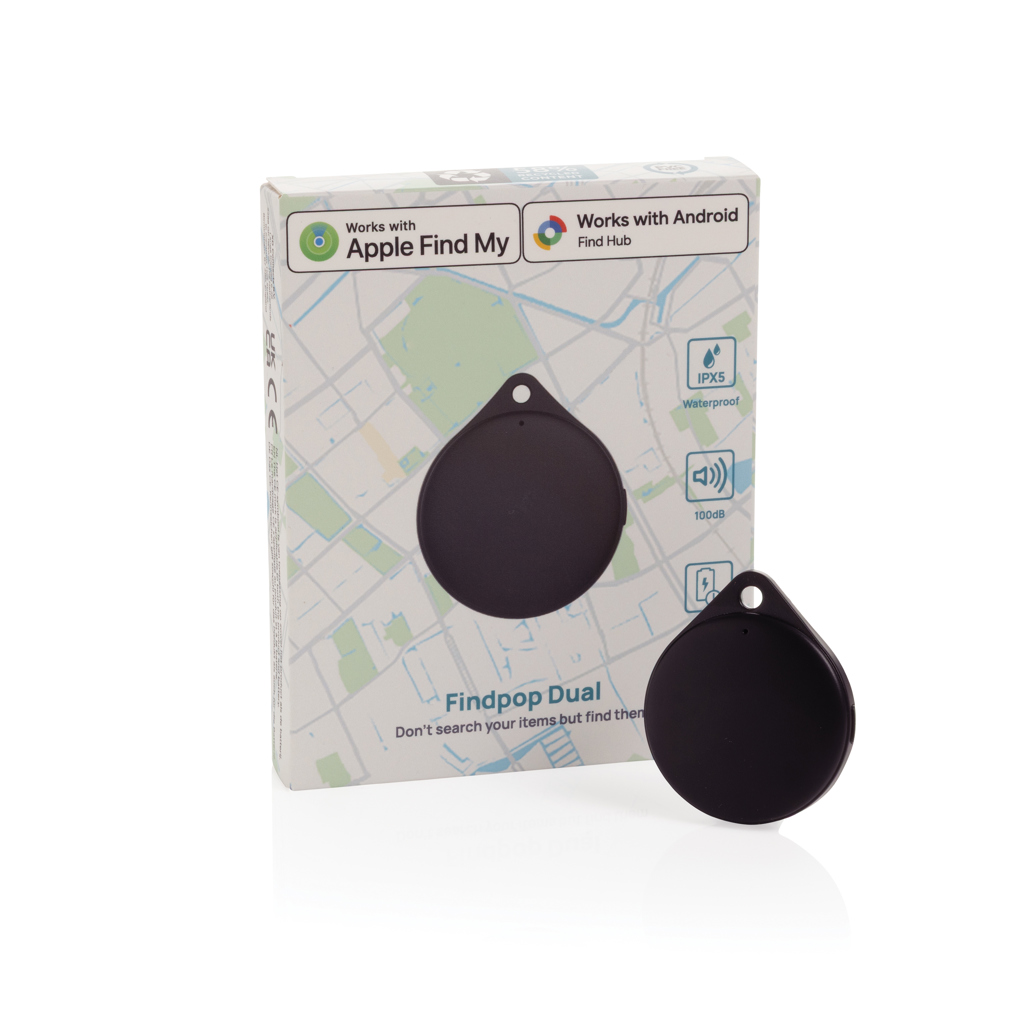Localizator Dual Findpop plastic reciclat RCS IPX5 personalizat cu logo