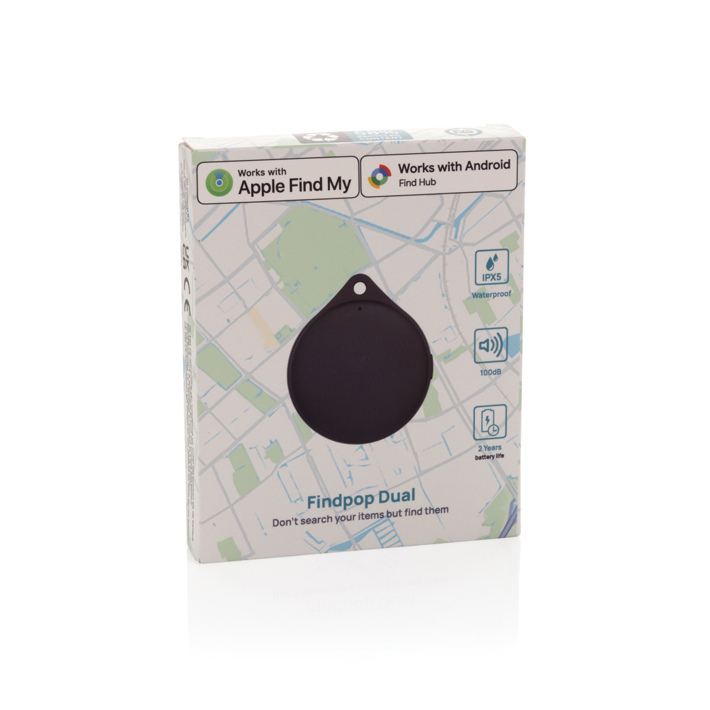 Localizator Dual Findpop plastic reciclat RCS IPX5 personalizat cu logo
